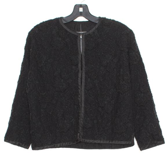 Vintage Womens Jacket Beaded Lace Whimsigoth Glam Boho Goth Classic Black M/L - Picture 1 of 4